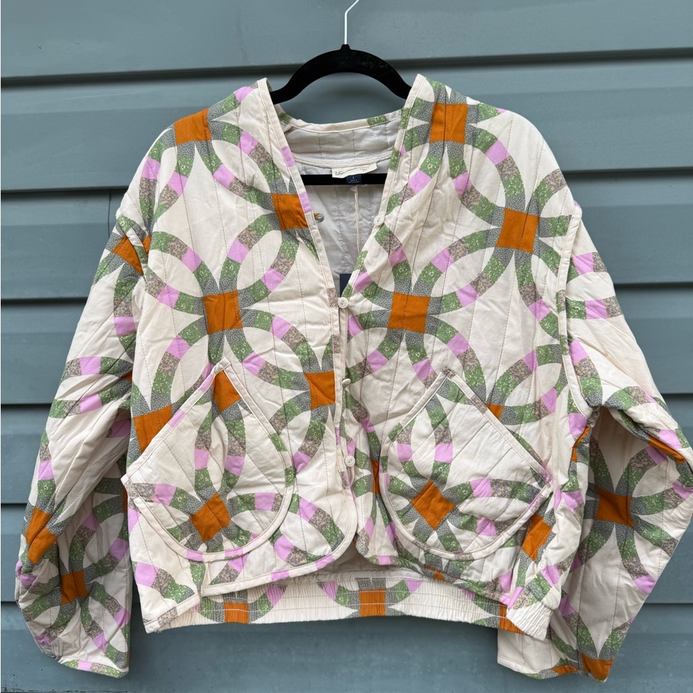 Universal Thread Multicolor Geometric Puffer Jacket